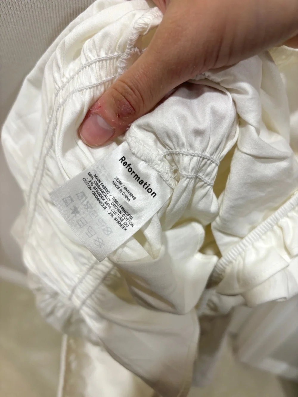 Reformation Fern Top White Puff Peplum Top Small